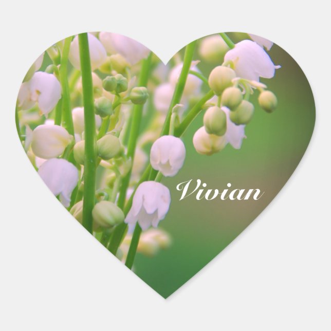 Lily of the valley personalised  air freshener heart sticker (Front)