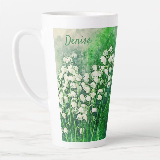 Lily of the Valley Personalised Coffee Mug Cup (Left)