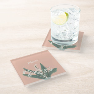 Lily Of The Valley Personalised  Glass Coaster