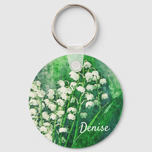 Lily of the Valley Personalised Keychain Key Chain (Front)