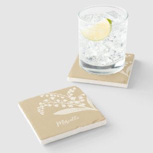 Lily Of The Valley Personalised Stone Coaster
