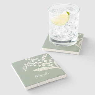 Lily Of The Valley Personalised  Stone Coaster