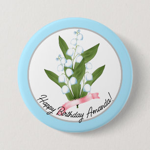Lily of the valley, retro 7.5 cm round badge