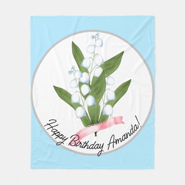 Lily of the valley, retro fleece blanket (Front)