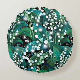 Lily of the valley. Seamless background pattern Round Cushion
