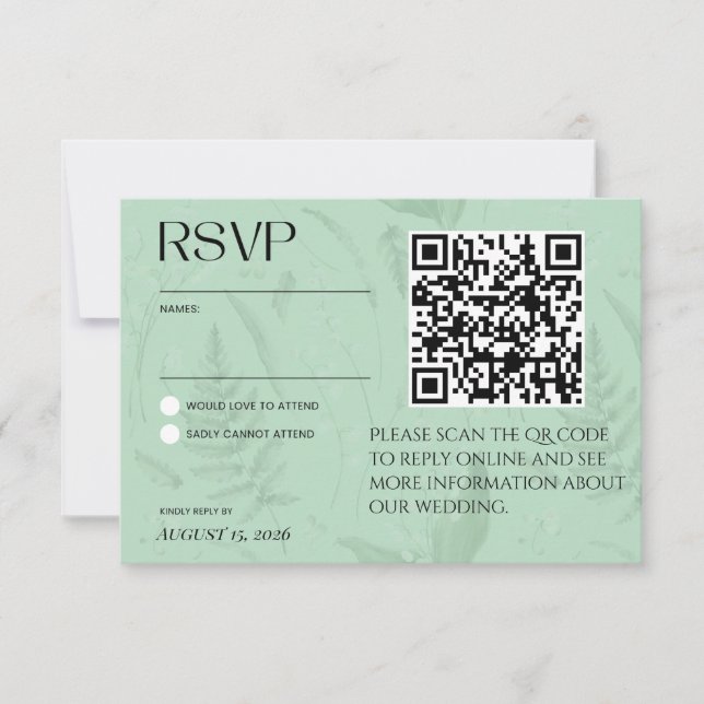 Lily of the Valley - Soft Green RSVP  Card (Front)