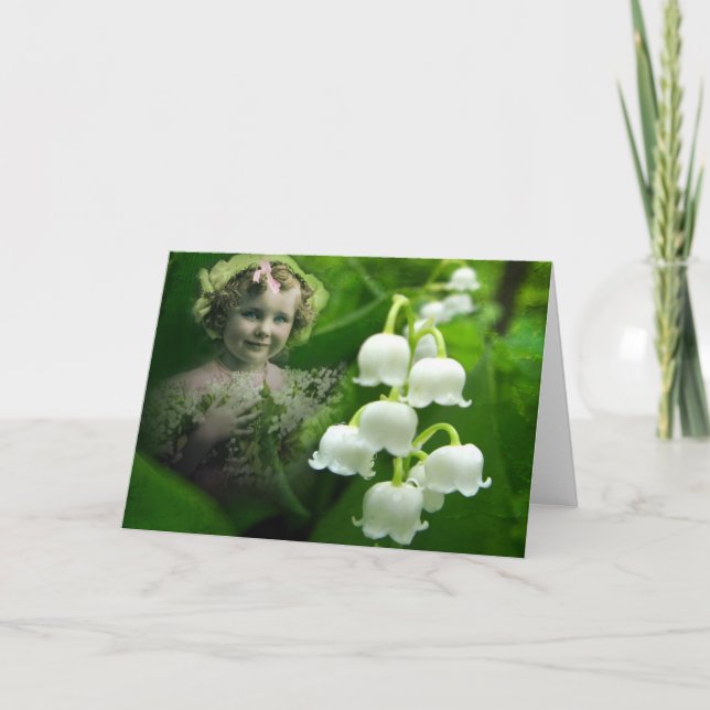 Lily of the Valley Sweet White Bell Flower Bouquet Card (Front)