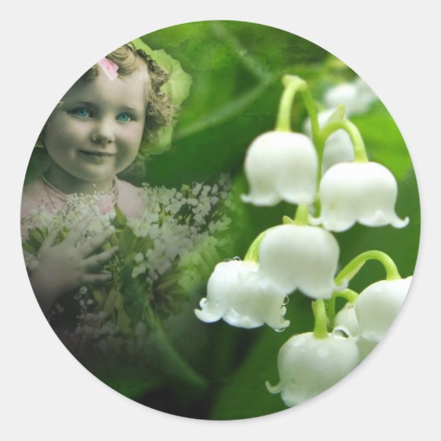 Lily of the Valley Sweet White Bell Flower Bouquet Classic Round Sticker (Front)