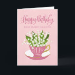 Lily of the Valley Teacup 17th Birthday Daughter Card<br><div class="desc">A quaint little pink tea cup filled with a beautiful bunch of lily of the valley flowers along with the hand lettered words Happy Birthday on the top of card and the hand lettered words 17 today with love hearts on the tea cup. A sweet birthday card for your daughter...</div>