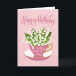 Lily of the Valley Teacup 21st Birthday Card<br><div class="desc">A quaint little pink teacup filled with a beautiful bunch of lily of the valley flowers along with the hand lettered words Happy Birthday on the top of card and the hand lettered words 21 today with love hearts on the tea cup. A sweet birthday card for someone special turning...</div>