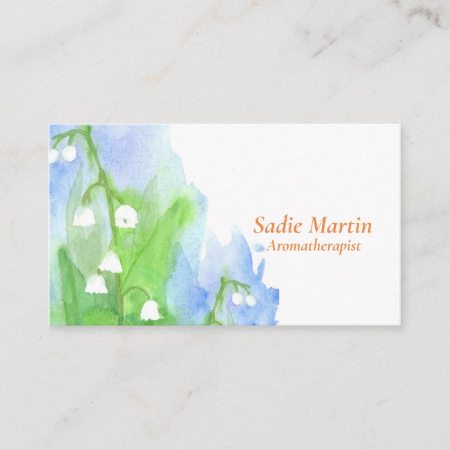 Lily of the Valley Watercolor Flowers Business Card (Front)