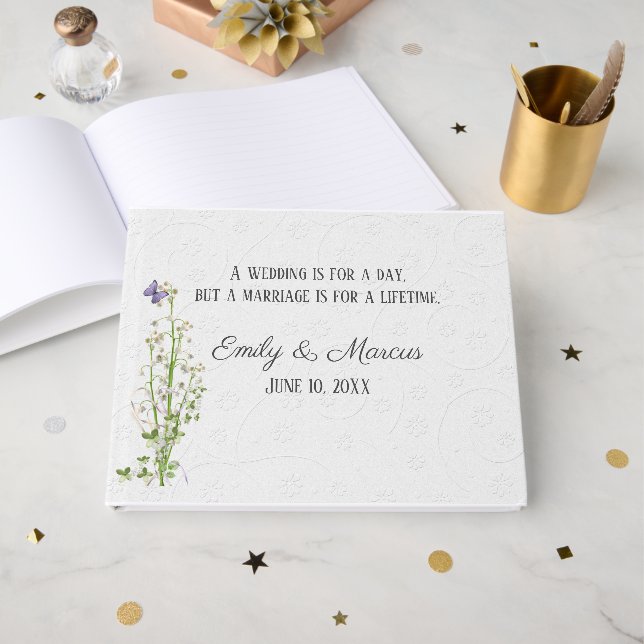Lily Of The Valley Wedding  Guest Book (Front Open)
