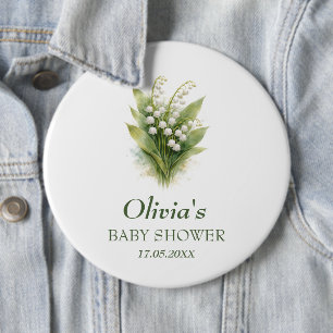 Lily of the Valley White Floral Baby Shower 6 Cm Round Badge
