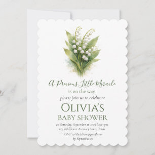 Lily of the Valley White Floral Baby Shower Invitation