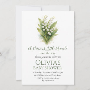 Lily of the Valley White Floral Baby Shower Invitation