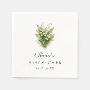 Lily of the Valley White Floral Baby Shower Napkin