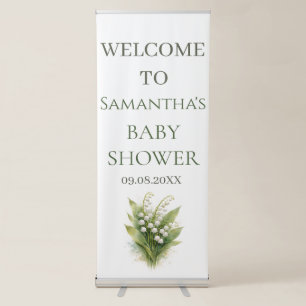 Lily of the Valley White Floral Baby Shower Retractable Banner