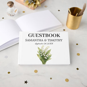 Lily of the Valley White Floral Floral Wedding Guest Book