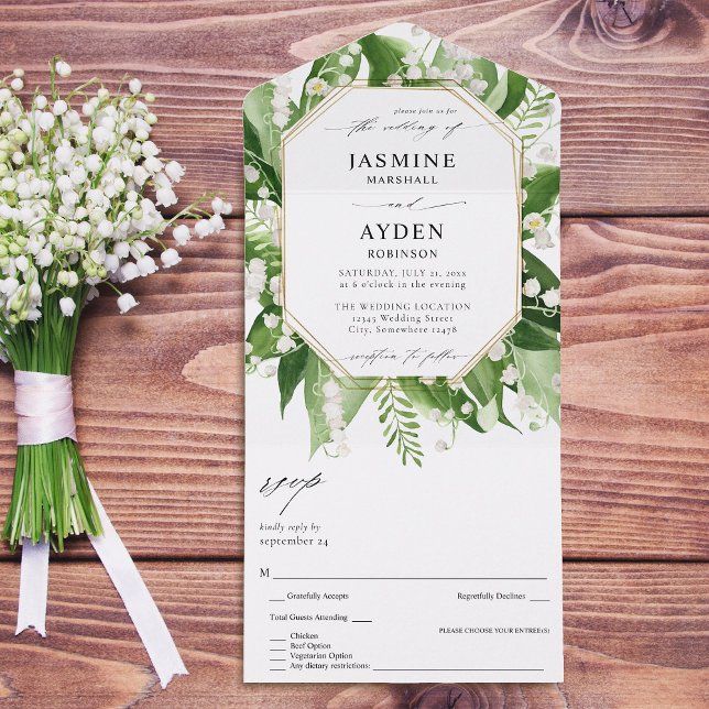 Lily of the Valley White Floral Wedding All In One Invitation (Creator Uploaded)