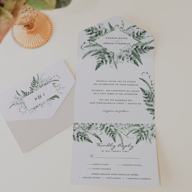 Lily of the Valley | White Floral Wedding All In One Invitation (Creator Uploaded)