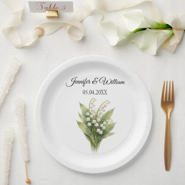 Lily Of The Valley White Floral Wedding Paper Plate (Wedding)