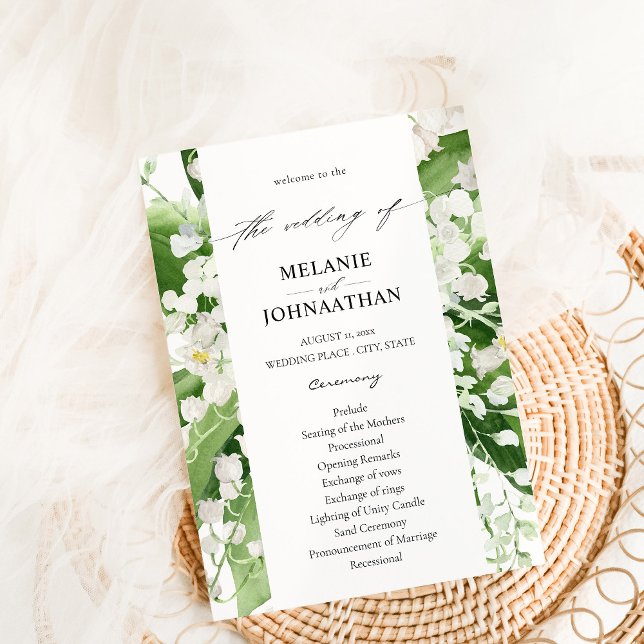 Lily of the Valley White Floral Wedding Program Invitation (Creator Uploaded)