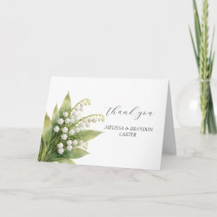 Lily of The Valley White Floral Wedding Thank you  Card