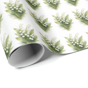 Lily of the Valley White Flowers Watercolor Wrapping Paper