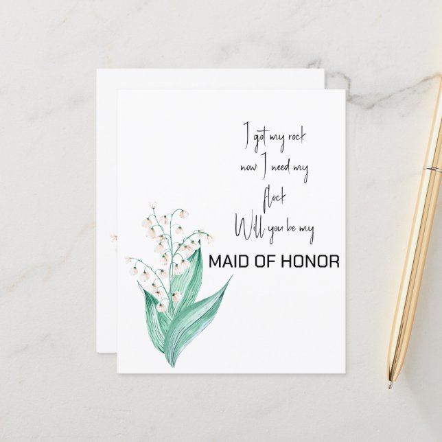 Lily of the Valley Will You Be My Maid of Honour (Front/Back In Situ)