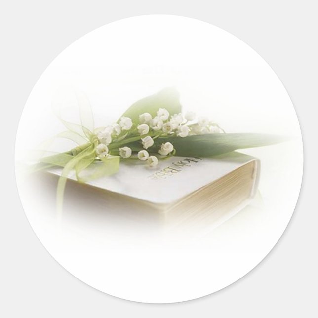 lily of the valley with bible classic round sticker (Front)