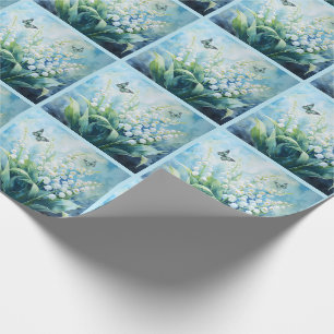 Lily of the Valley with Butterflies Botanical Wrapping Paper