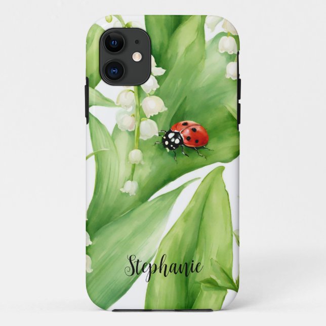 Lily of the Vally Lady Bug Themed Cell Phone Case (Back)
