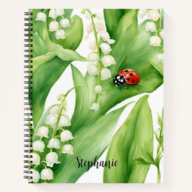 Lily of the Vally Lady Bug Themed Notebook Spiral  (Front)
