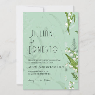 Lily of Valley || Soft Green w/ Graphic Edge Invitation