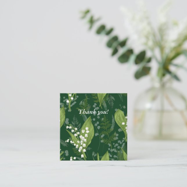 Lily of Valley with Ferns || Dark Green Blank Insd Card (Standing Front)