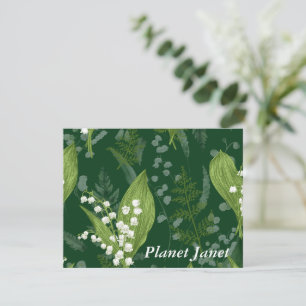 Lily of Valley with Ferns    Dark Green Custom Card