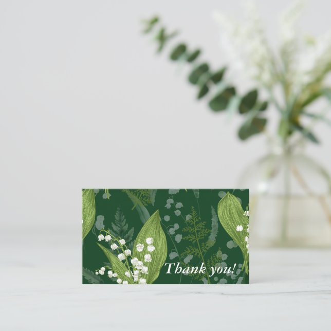 Lily of Valley with Ferns || Dark Green Custom Card (Standing Front)