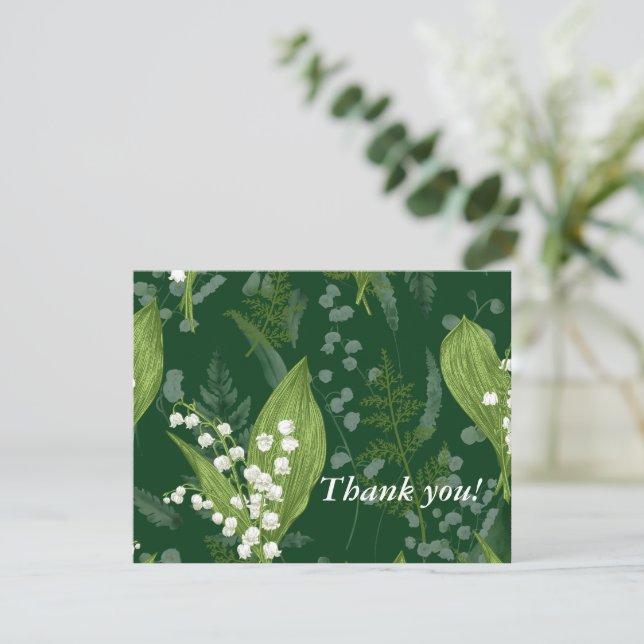 Lily of Valley with Ferns || Dark Green Custom Card (Standing Front)