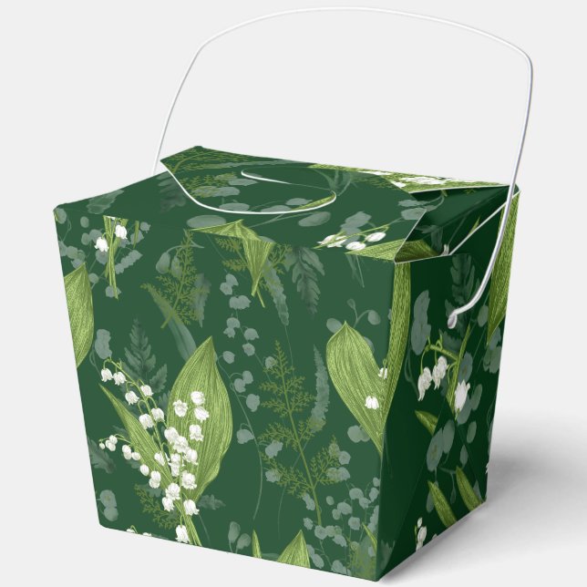 Lily of Valley with Ferns || Dark Green Favour Box (Front)