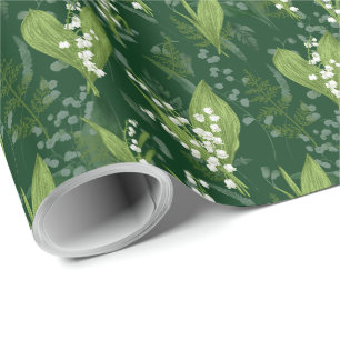 Lily of Valley with Ferns    Dark Green Wrapping Paper