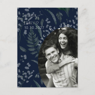 Lily of Valley with Ferns    Deep Blue Postcard