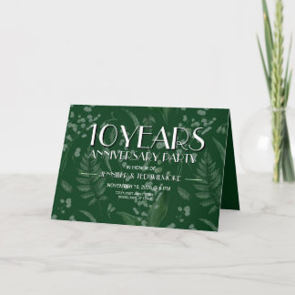 Lily of Valley with Ferns || Dk Green Anniversary Invitation