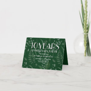 Lily of Valley with Ferns Dk Green Anniversary Invitation