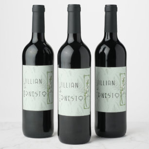 Lily of Valley with Ferns    Pale Green Wine Label