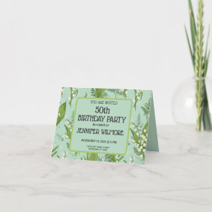 Lily of Valley with Ferns Sage Green Custom Invitation