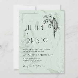 Lily of Valley with Ferns || Sage Green Custom Invitation