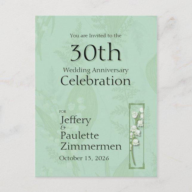 Lily of Valley with Ferns || Sage Green Custom Postcard (Front)