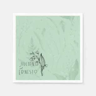 Lily of Valley with Ferns    Soft Green Custom Napkin