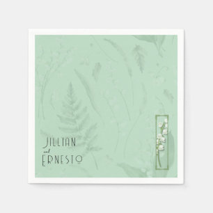Lily of Valley with Ferns    Soft Green Custom Napkin