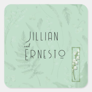 Lily of Valley with Ferns    Soft Green w/ Graphic Square Sticker